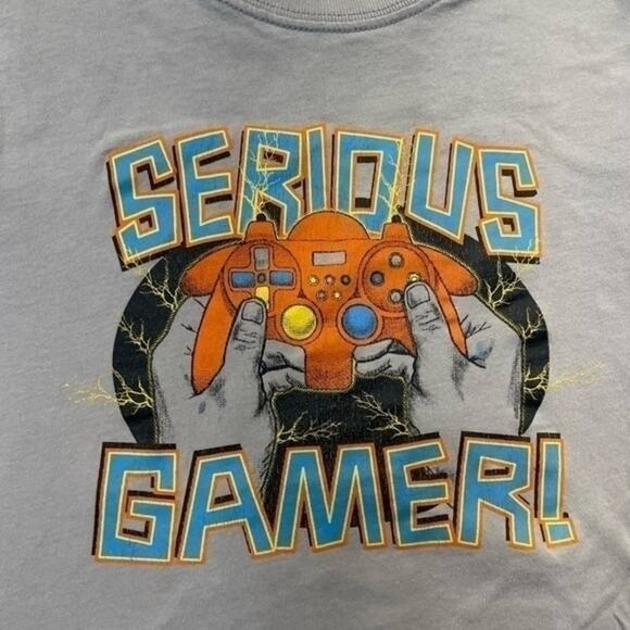 Serious Gamer Graphic T-shirt gray video games short sleeve tee Size Small 5-6 - Picture 3 of 9